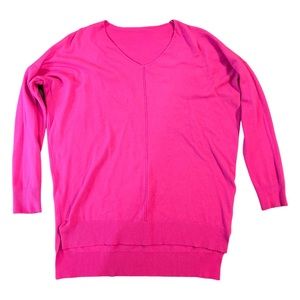 Bright Pink V Neck Sweater- Women’s S/M